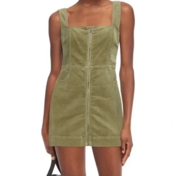 Alice + Olivia Green Corduroy Mini Dress - Picture 1 of 8
